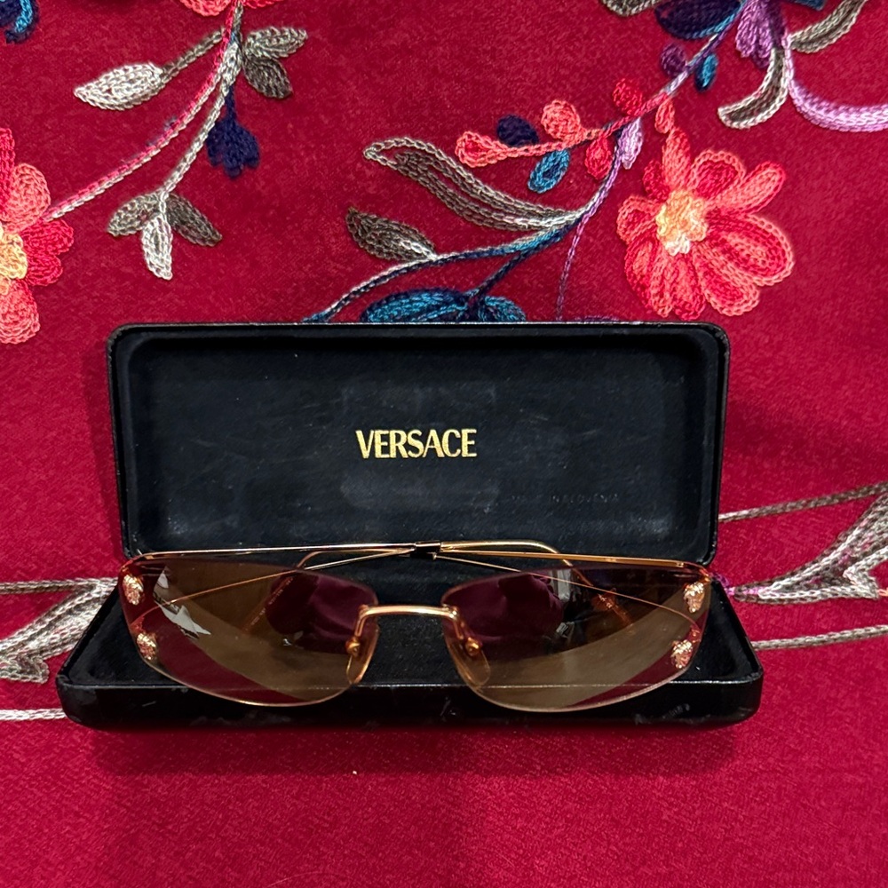 Versace Gold Sunglasses with Brown Lenses